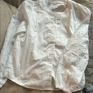 J. Crew White Shirt with pattern sleeves